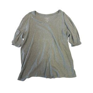 Chicos Green Cotton Womens T-Shirt Size XL Relaxed Fit Scoop Neck Short Sleeves